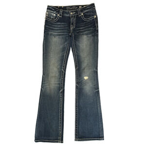 Miss Me Bootcut Jeans JS5151B2 Whip Stitch Embellished Distressed Womens Size 28